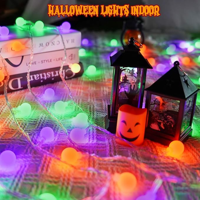 Connectable Orange Purple and Green Halloween Lights Outdoor Indoor - 43FT - Image 2