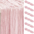 6 Pack Dusty Pink Cheesecloth Table Runner 35x120 Inch 10Ft Rustic Gauze Cheese by SuBleer