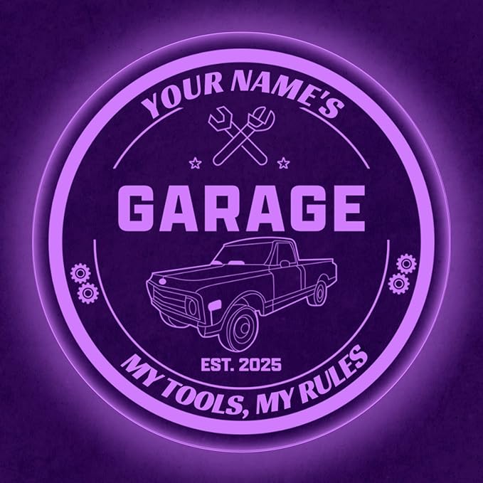 Custom Pickup Truck Garage Sign – Personalized LED Color Changing Acrylic Wall - Image 6