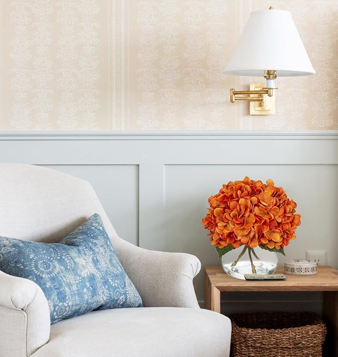 Hollyone Orange Fall Hydrangea Artificial Flowers - Image 6