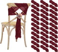 50 PCS Cheesecloth Chair Sashes Bows Wedding Aisle Decorations Chair Ribbon by Lumaycens