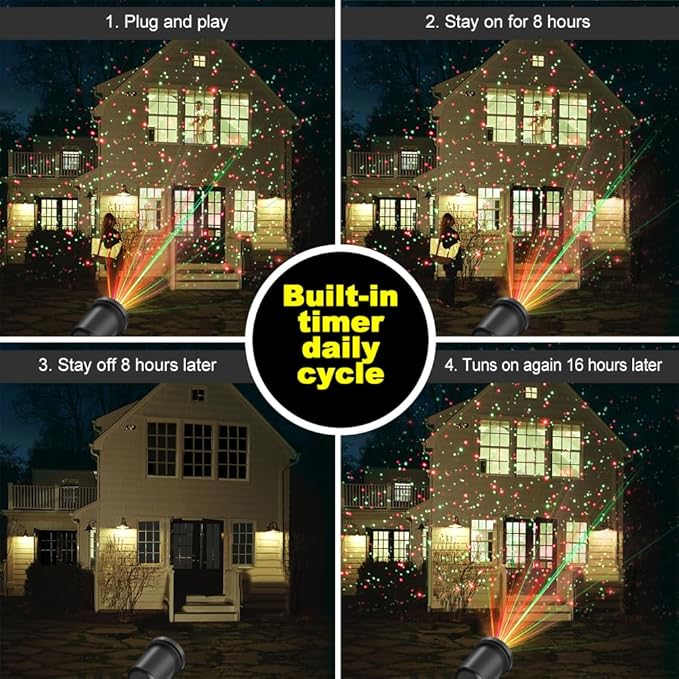 Christmas Laser Light Projector Red and Green Star Laser Lights Show - Image 3