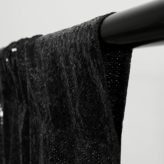 Poise3EHome 6Ft x 8Ft Black Sequin Backdrop, Glitter Thick Satin Background - Image 9