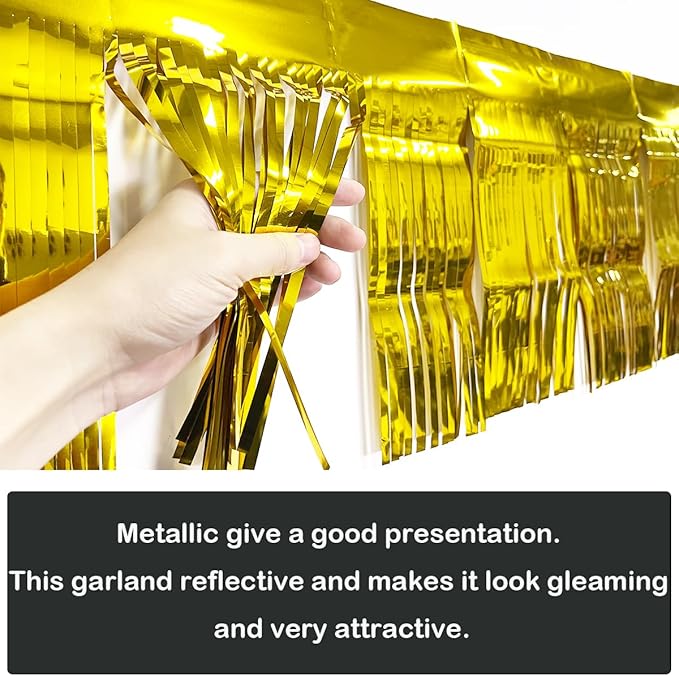 4 Pack Total 40 Feet Foil Fringe Garland Metallic Wall Hanging Drapes Tassel - Image 2