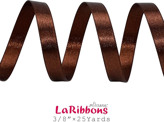 LaRibbons Brown Ribbon 3/8 Inch 25 Yards Luxury Double Faced Friar Brown Silk - Image 7