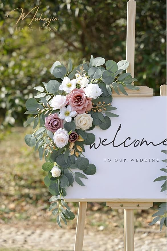 Wedding Sign Faux Flower Swag for Ceremony Party Reception Entrance Floral - Image 4