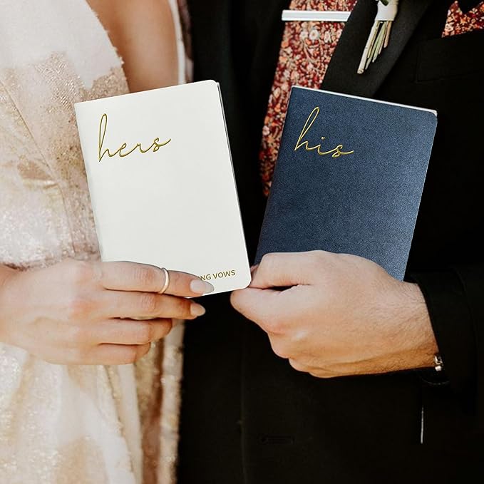 Vow Books His and Hers Wedding Vow Books wtih Soft Touch Gold Foil Engraving - Image 7