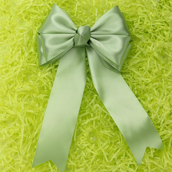 Pale Green Solid Satin Ribbon 2 Inch 25 Yards Solid Polyester Fabric Ribbon - Image 5