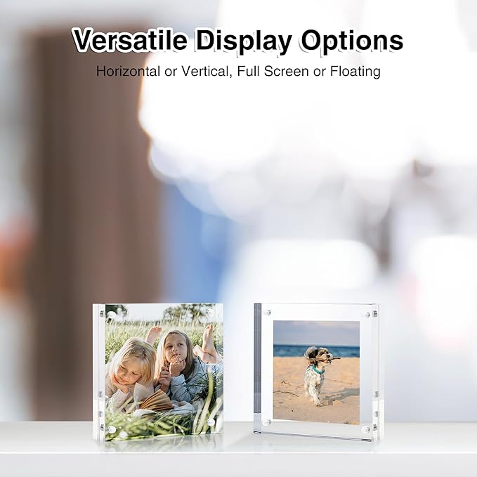HOUSE DAY Acrylic Picture Frames 4x4, 1 Pack Magnetic 4 x 4 Picture Frame - Image 4