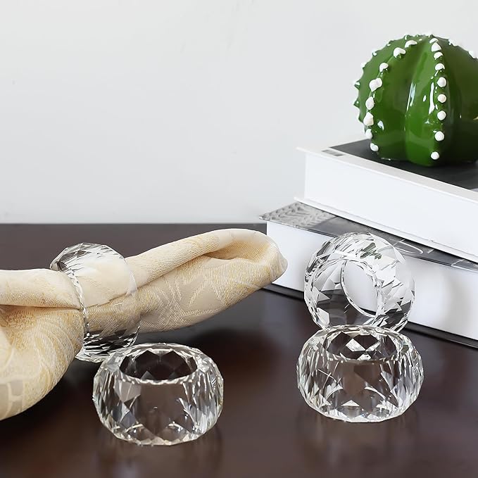 kitCom Crystal Napkin Ring Holders Set of 12, Luxury Crystal Napkin Holder Rings - Image 8