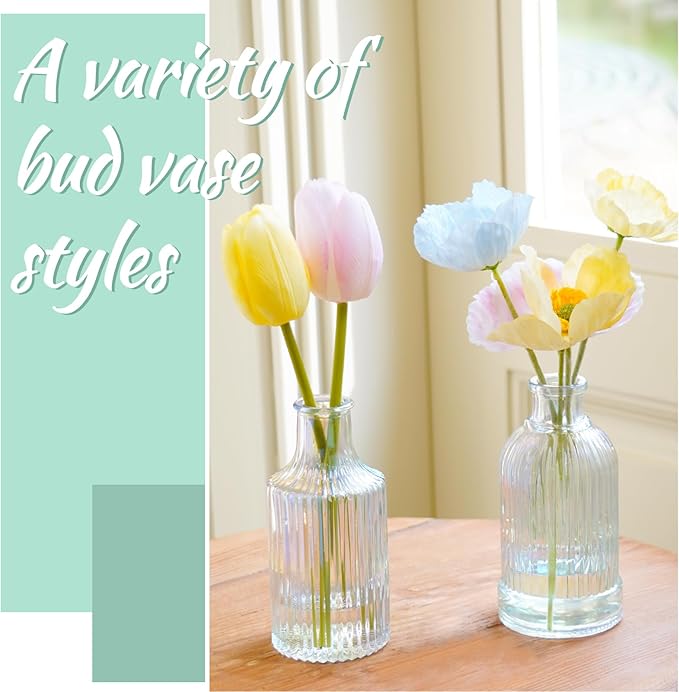 Bud Vases Set of 12, Iridescent Glass Vase - Image 3