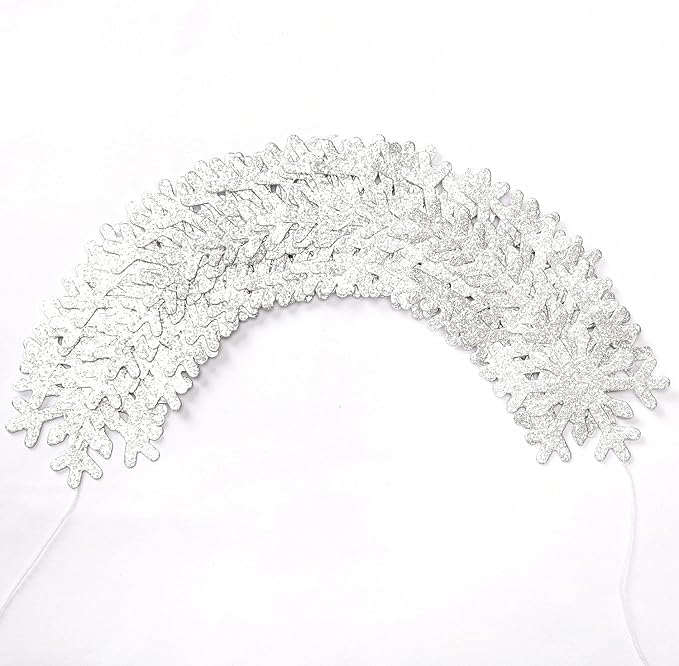 Snowflake-Snow Silver Christmas Party-Decoration Garland - 52ft Frozen Winter - Image 2