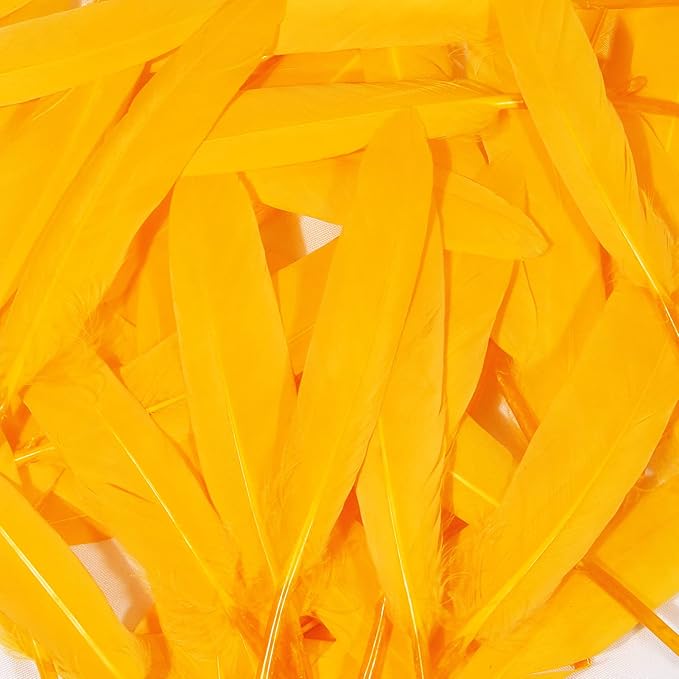 FeelfunFeather 120pcs Golden Yellow Goose Cochettes Feather Natural Bulk 4-6 - Image 6