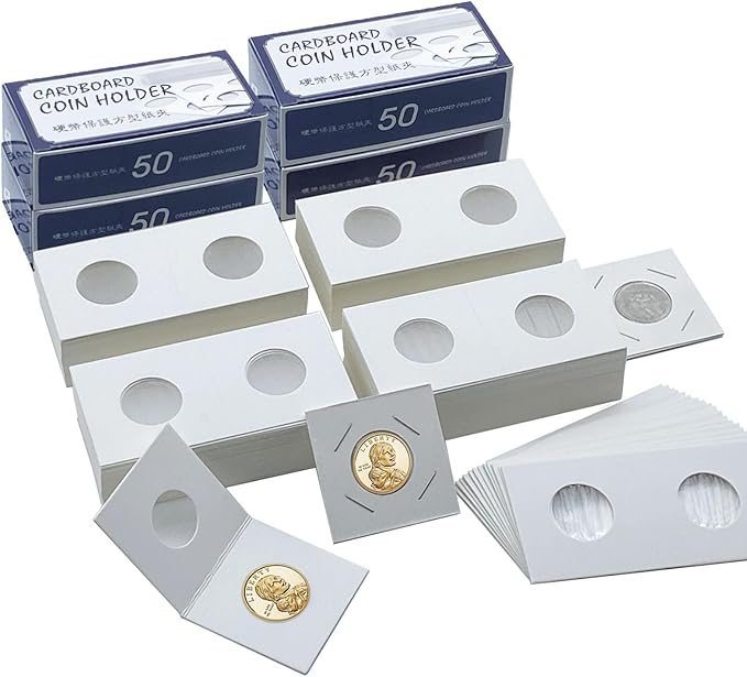 200 PCS Premium Cardboard Coin Flips 2 x 2 inch Coin Collection Supplies by Xxmbbjy
