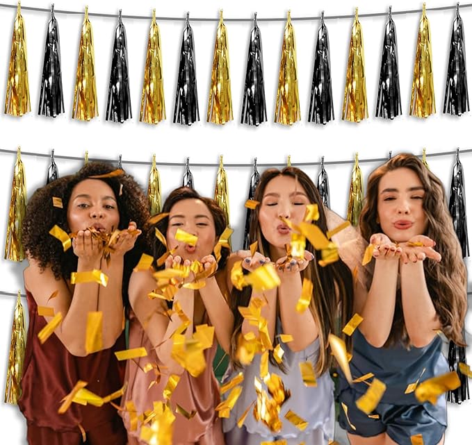 3P Metallic Fringe Tassel Banner Garland Foil Tinsel Streamer Wall Hanging - Image 6