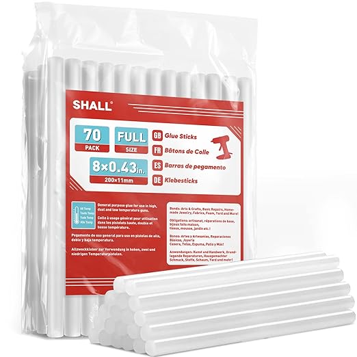SHALL Full Size Hot Glue Sticks, 0.43” Dia x 8” Long by SHALL