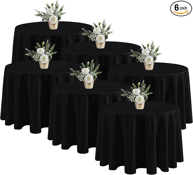 Fitable 6 Pack Black Round Table Clothes by Fitable