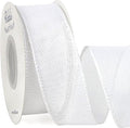 Ribbli White Burlap Wired Ribbon, 1-1/2 Inch x 10 Yard, Cross Royal Burlap by Ribbli