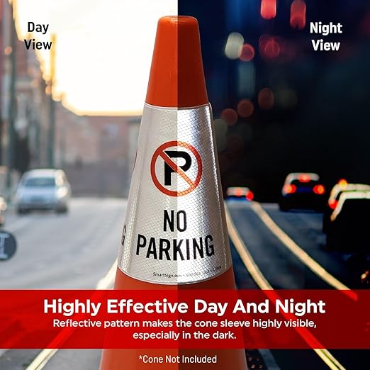 SmartSign No Parking Cone Message Sleeve, Bright Reflective - Image 3