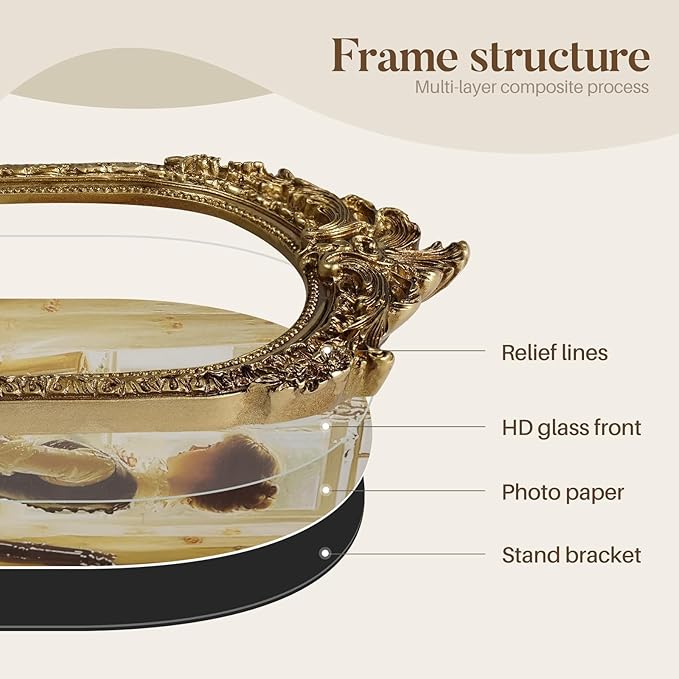 Cuspin 5x7 Gold Picture Frame, Vintage Gold Ornate Resin Photo Frame - Image 6