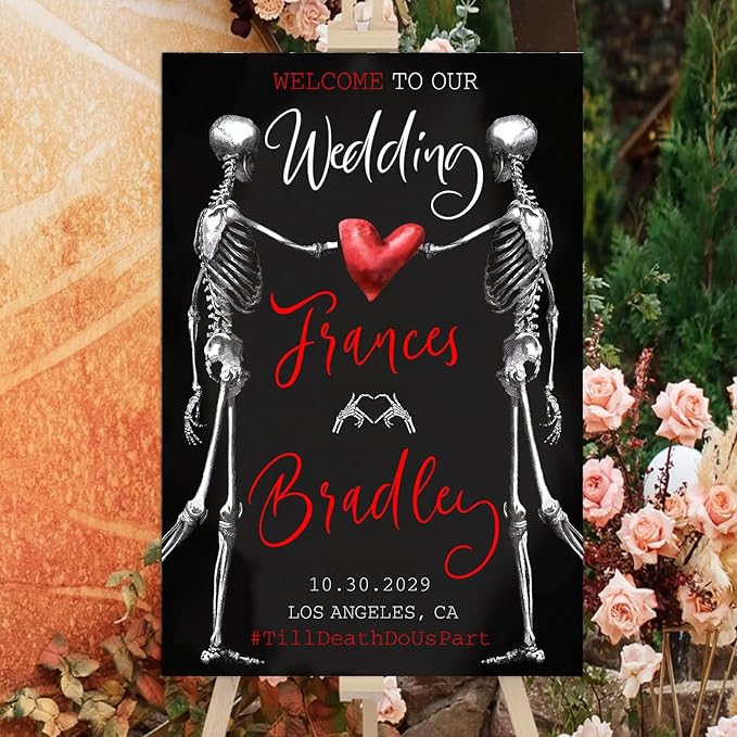 Welcome To Our Wedding Sign, Gothic Wedding Welcome Sign, Dark Romantic Goth - Image 3