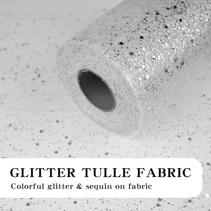 Glitter Tulle Rolls, 6” by 50 Yards Sparkling Tulle Spool Ribbon Sequin Tulle - Image 3
