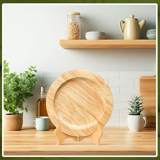 Tatuo 4 Packs Wooden Display Stand Decorative Plate Stands - Image 6