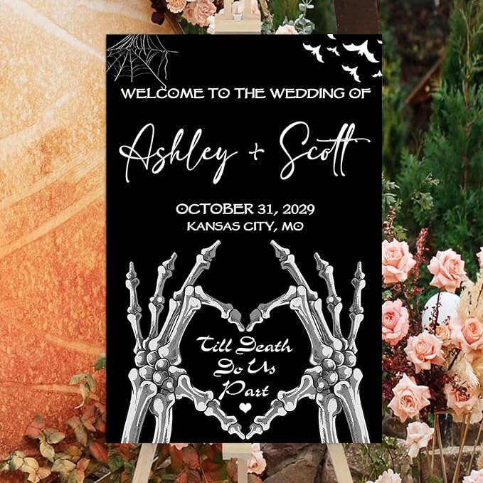 Gothic Halloween Wedding Welcome Sign, Til Death Do Us Part, 4mm Thick Plastic - Image 3