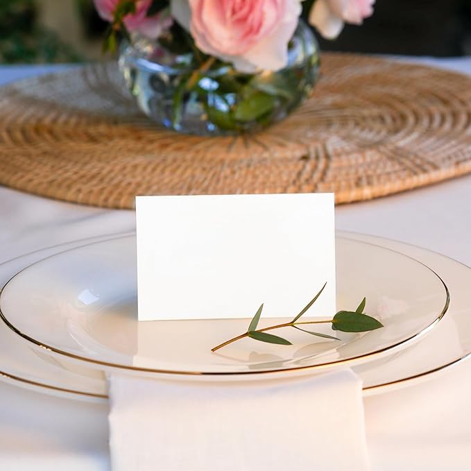 Quacc 50 PCS Blank Place Cards, 3.54" x 1.97" Name Place Cards Tent Cards - Image 2
