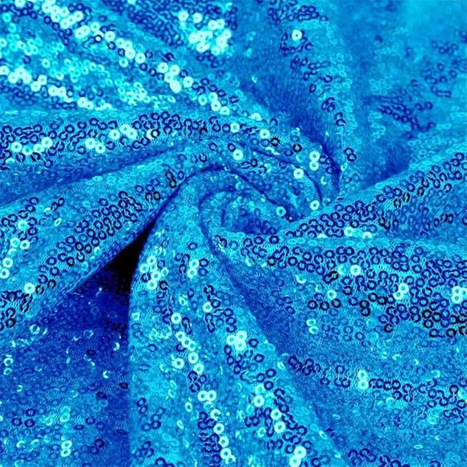 QueenDream Aqua Blue Tablecloth 60 x 102 Inch Sequin Tablecloth - Image 7