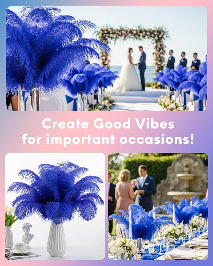 NEWONG 30pcs Royal Blue Ostrich Feathers Natural Bulk 11-14inch Vase Craft - Image 4
