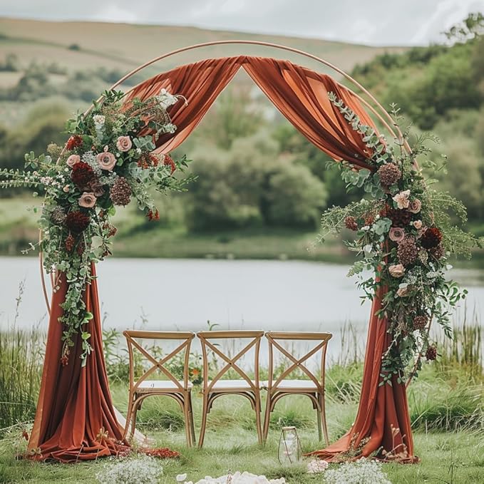 Wedding Arch Draping Fabric 6 Panels 28.7" x 20FT Terracotta Sheer Chiffon - Image 5