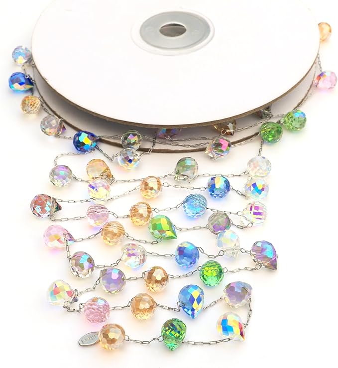 Christmas Garland, 9.8Ft Crystal Glass Beads Strands by Lumiti
