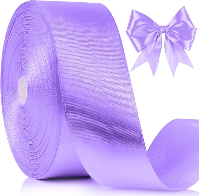 NESCCI 100 Yards Ribbon, 1-1/2 Inch Light Purple Satin Ribbon, Single Face by NESCCI