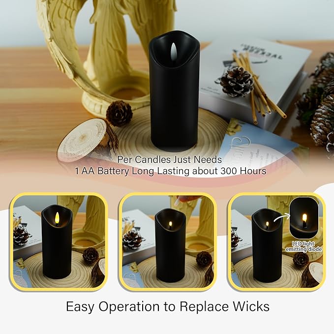 Flickering Flameless Candles, Battery Operated Acrylic LED Pillar Candles - Image 7