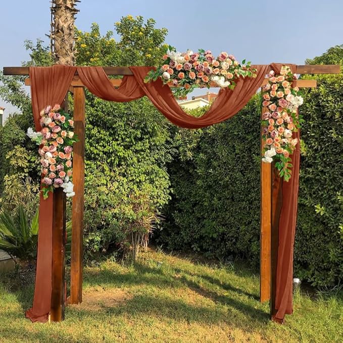 Socomi Wedding Arch Draping Fabric 2 Panels 29" x 19Ft Terracotta Sheer Chiffon - Image 5