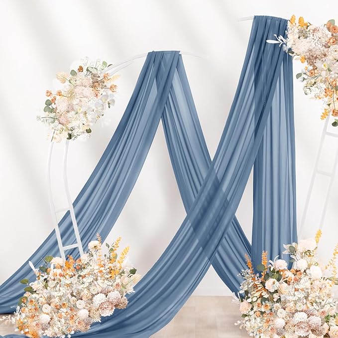 Dusty Blue Wedding Arch Draping Fabric 29" x 20 FT Blue Wedding Drapes - Image 7