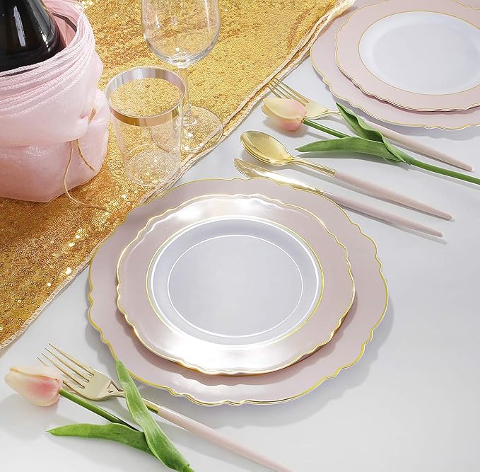 I00000 144Pcs Pink Plastic Silverware, 48 Knives and 48 Spoons Perfect - Image 6