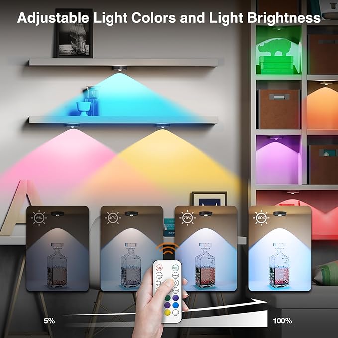 RGB Puck Lights with Remote Control, 2000mAh Rechargeable Stick on Led Lights - Image 5