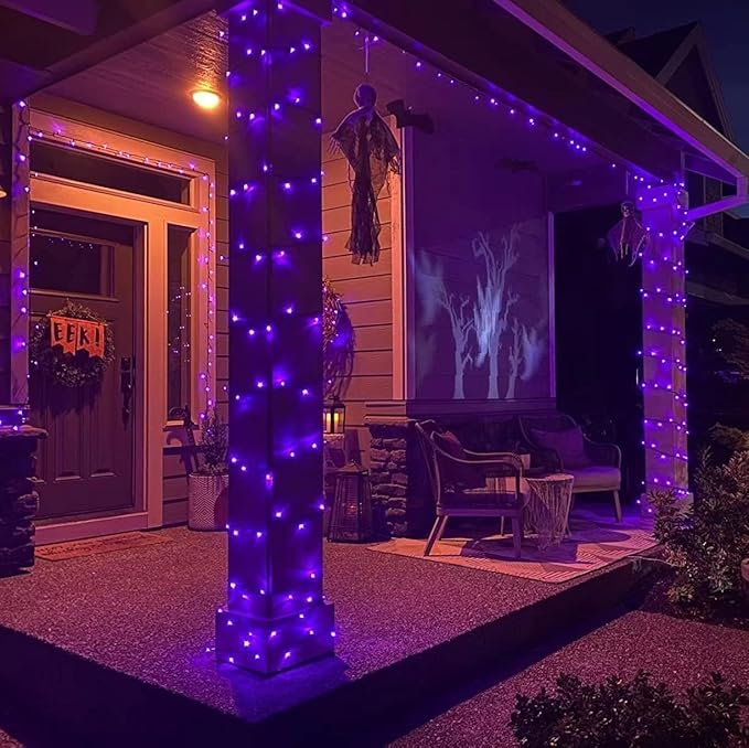 YEGUO 66ft 200 LED Purple Halloween Lights Outdoor Waterproof, 8 Modes Twinkle - Image 4