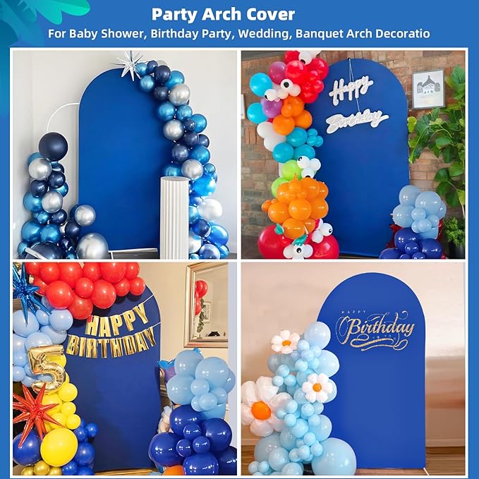 HEMMOTOP Blue Arch Cover 7.2 ft, Spandex Wedding Balloon Stretchy Arch Backdrop - Image 8