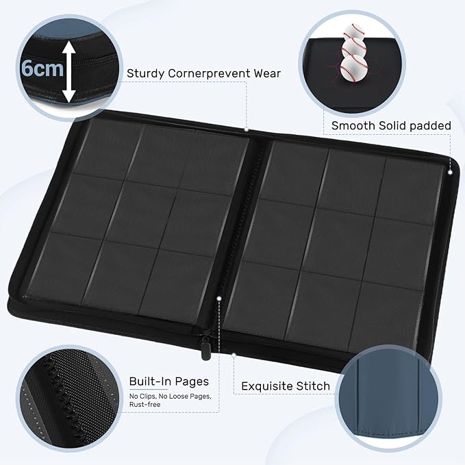 Card Binder 9 Pocket, Premium Zip Trading Card Binder, 540 Double Sided Pocket - Image 4