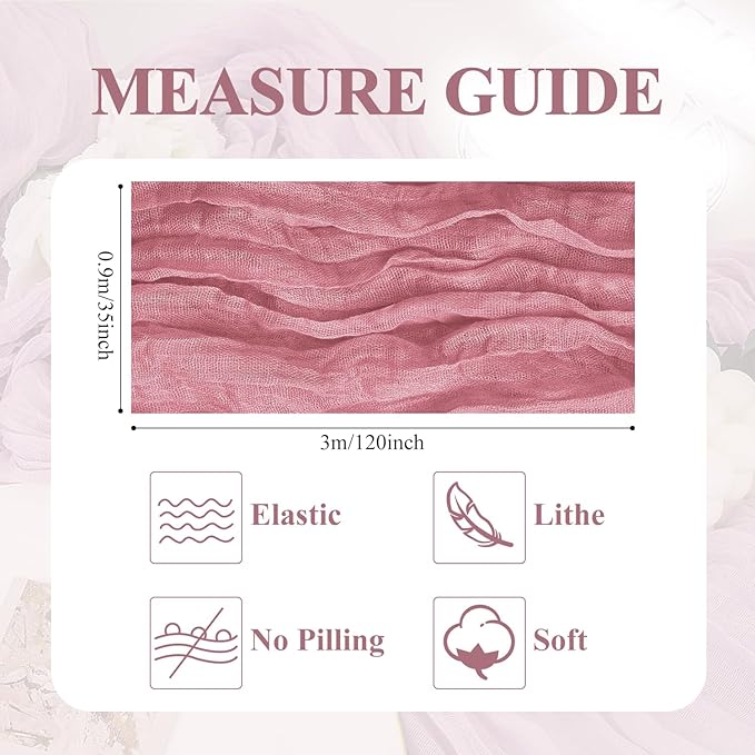 Asee'm 4pcs Cheesecloth Table Runner 120 Inches Dusty Rose Boho Gauze Cheese - Image 2