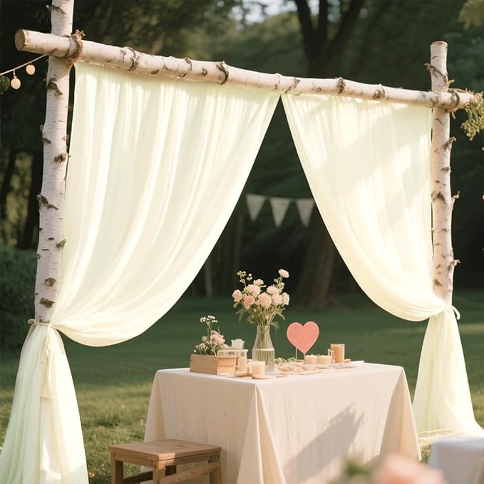 Wedding Arch Draping Fabric 29" x 18 FT Light Yellow Sheer Chiffon Outdoor - Image 6