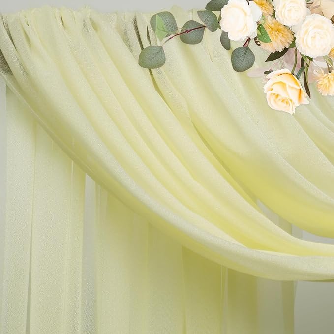 Wokceer Beige Wedding Arch Draping Fabric Backdrop 4 Panels 28.7" X 20FT Sheer - Image 4