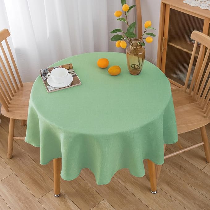 NLMUVW Light Green Round Table Cloth 48 Inch, Linen Tablecloth Rustic Farmhouse - Image 2