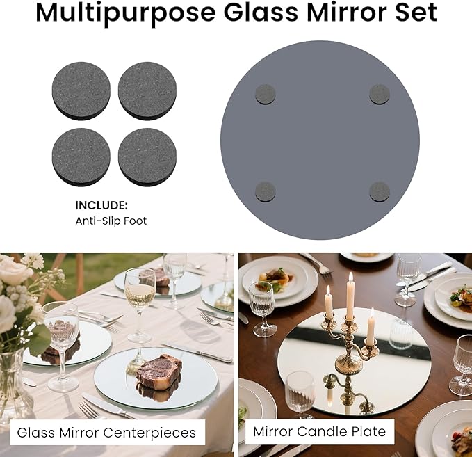 Round Mirror Centerpieces, - Image 2
