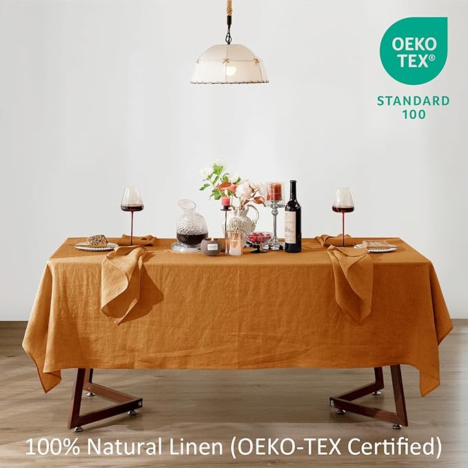 Talasily Linen Tablecloth 100% Pure Linen Table Cloth 60x108 Inches Rectangle - Image 2