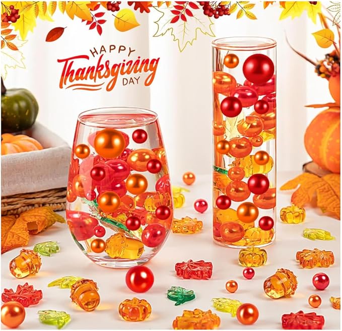 120Pcs Fall Vase Filler, Thanksgiving Faux Pearls by HTZNHXT