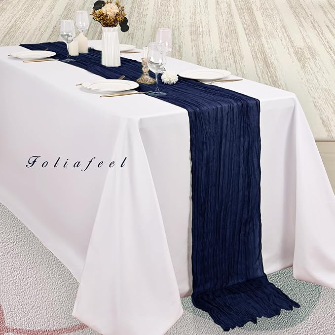 6 Pack Navy Blue Cheesecloth Table Runner 10FT Boho Fabric Rustic Cheese Cloth - Image 4